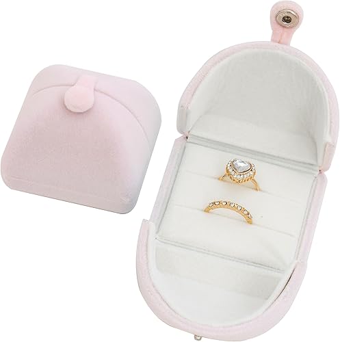 Uhelper Cajas pequeñas para anillos de joyería para mujer, regalos de compromiso para ella, preciosa caja de regalo para anillo de doble ranura