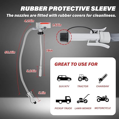 Miniatura 9 de Bomba de transferencia de combustible, 3.2 GPM, boquilla de parada automática, manguera de 51 pulgadas con 3 accesorios de tanque, bomba de sifón