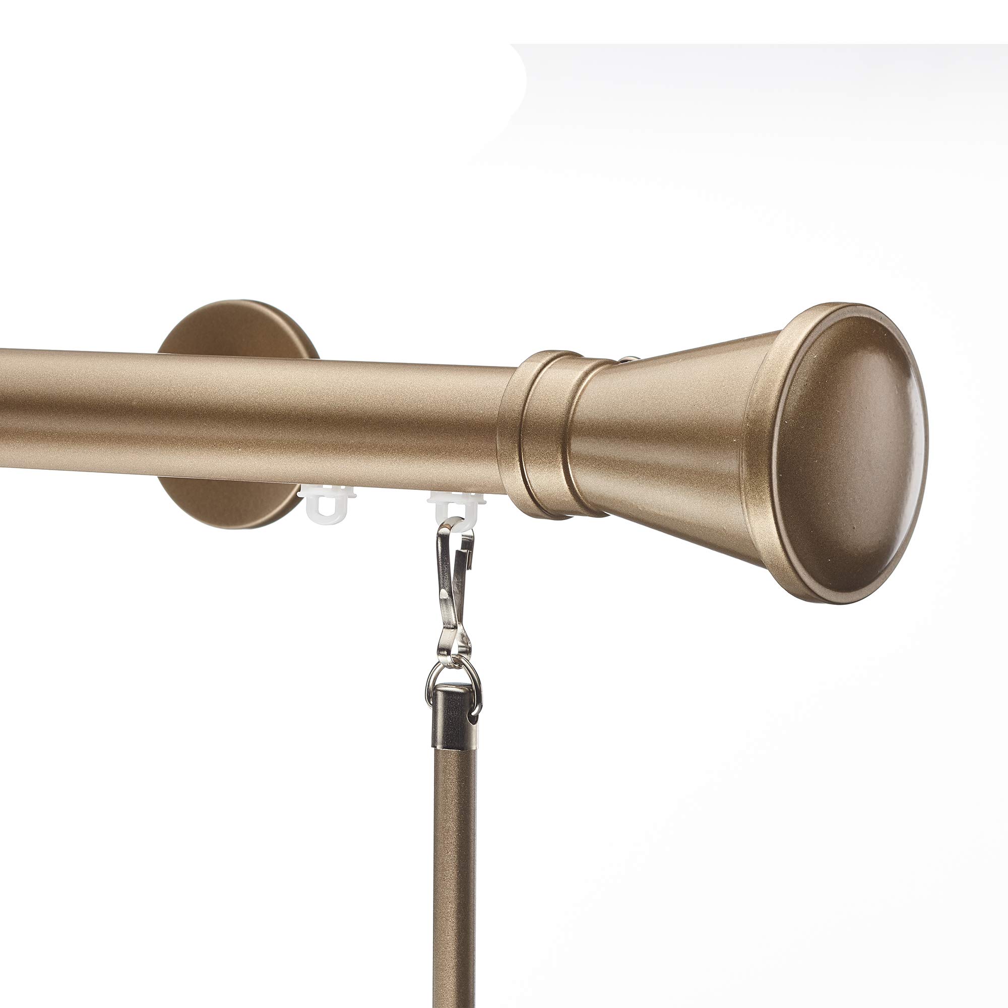 Tekno 25 Durand 1-1/8 Inch Diameter Single Traverse Window Curtain Rod Set, 132 Inch, Champagne