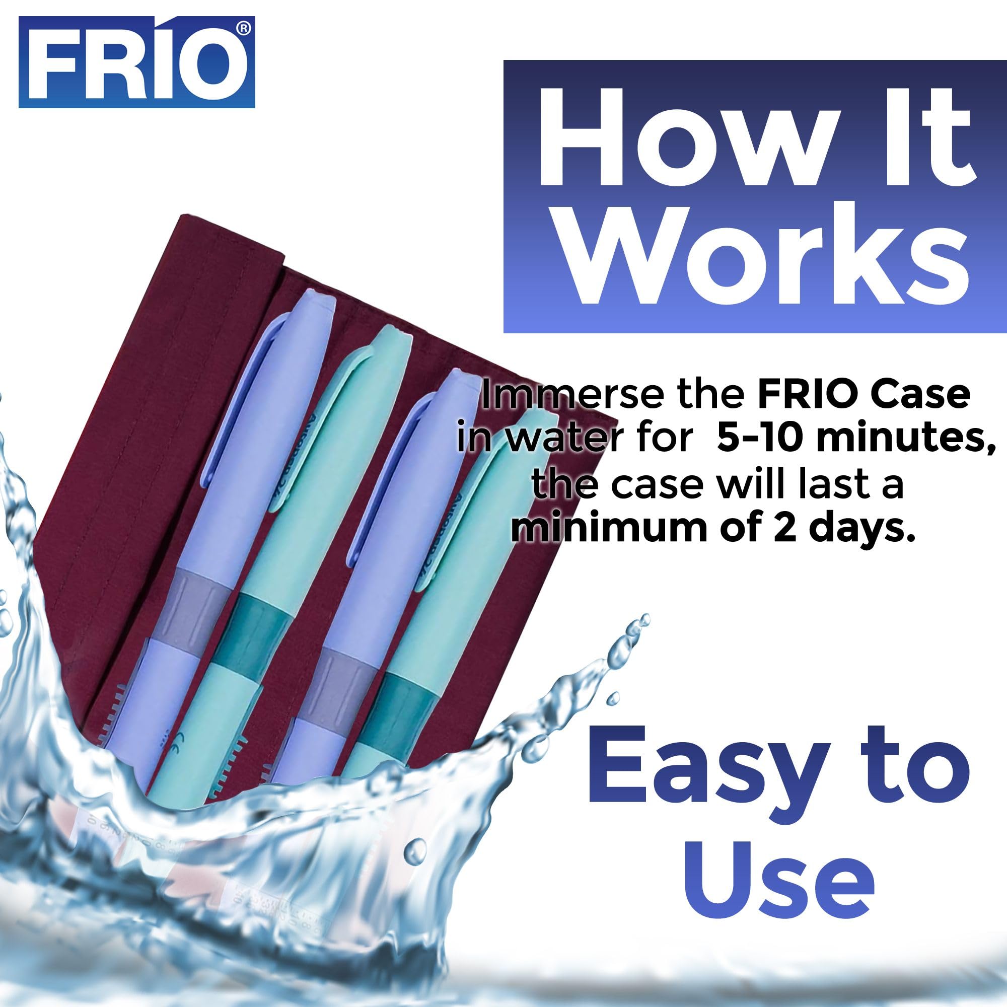FRIO® Extra Large Insulin Cooler Travel Case Burgundy | 45+ Hours Insulin Cooling, No Icepacks Needed | Holds 8 Insulin Pens or Vials | Diabetes Travel Case, UK Made, Portable Daily Insulin Storage 3
