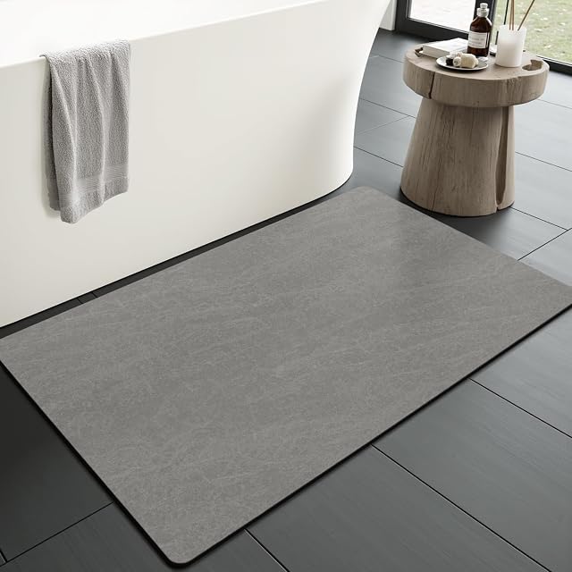 MontVoo Tapis de bain Rug pour salle de bains Tapis de salle de bain Antidérapant Absorbant Quick Dry Tapis de douche Tapis de toilette au sol en face de baignoire Toilette Mat Gris 40x60CM