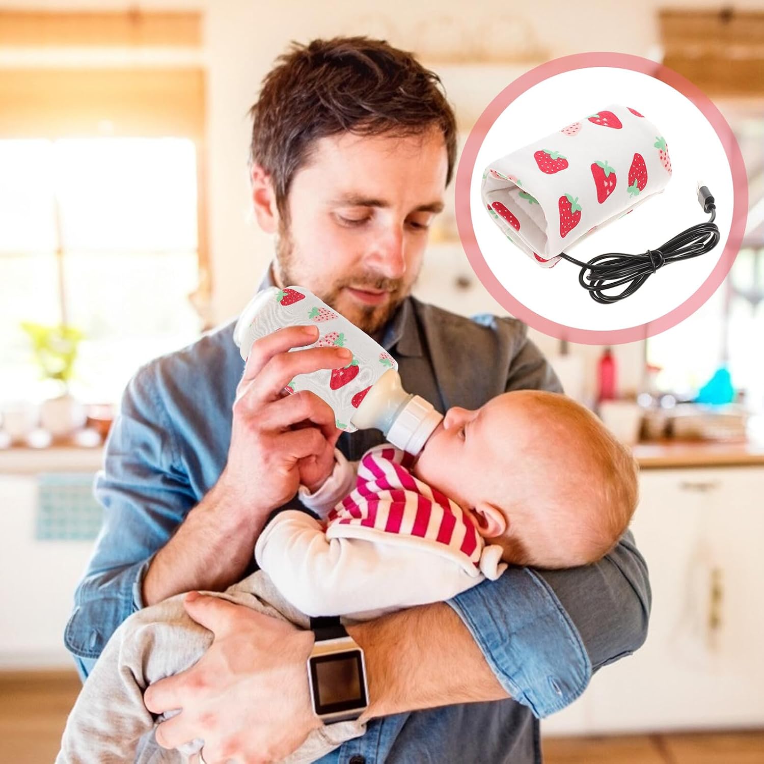 Portable USB Breastmilk Bottle Warmer Heating Bag for Travel Sleeve Even Heat Milk Warmer Compatible with Vehicle and Power Bank USB Convenient Go