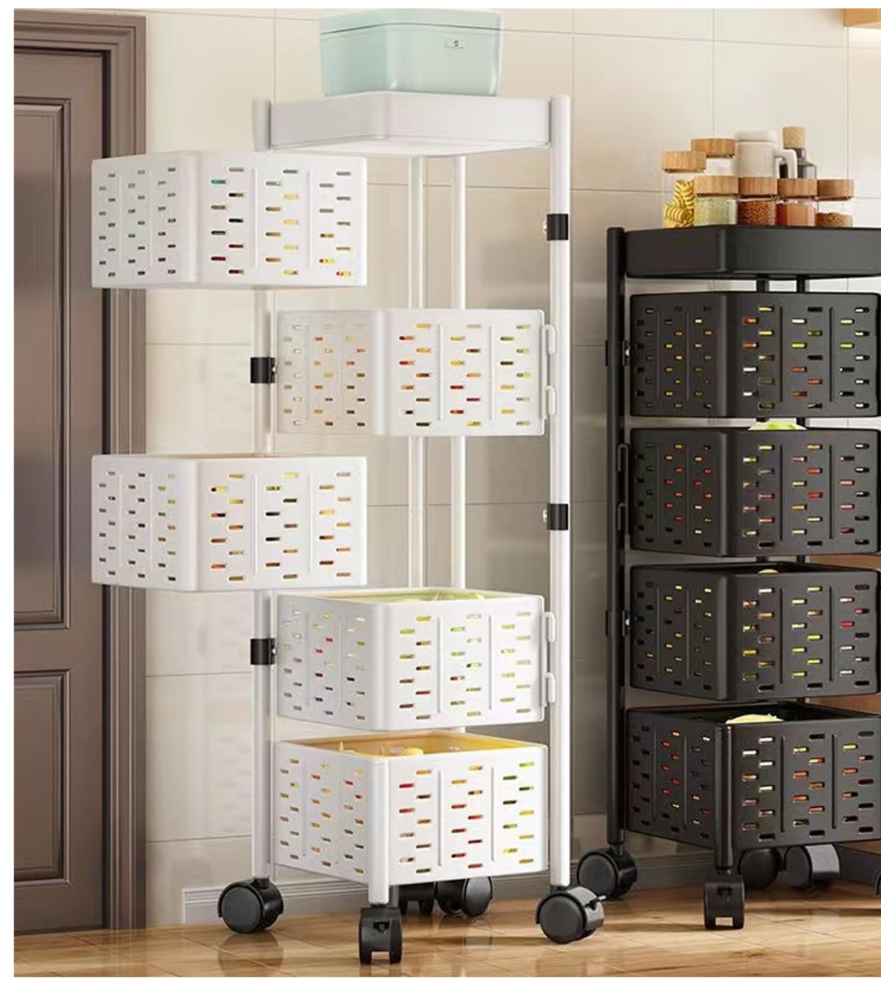 Rotating Storage Rack for Kitchen Potato Storage Rotating Shelf Fruit