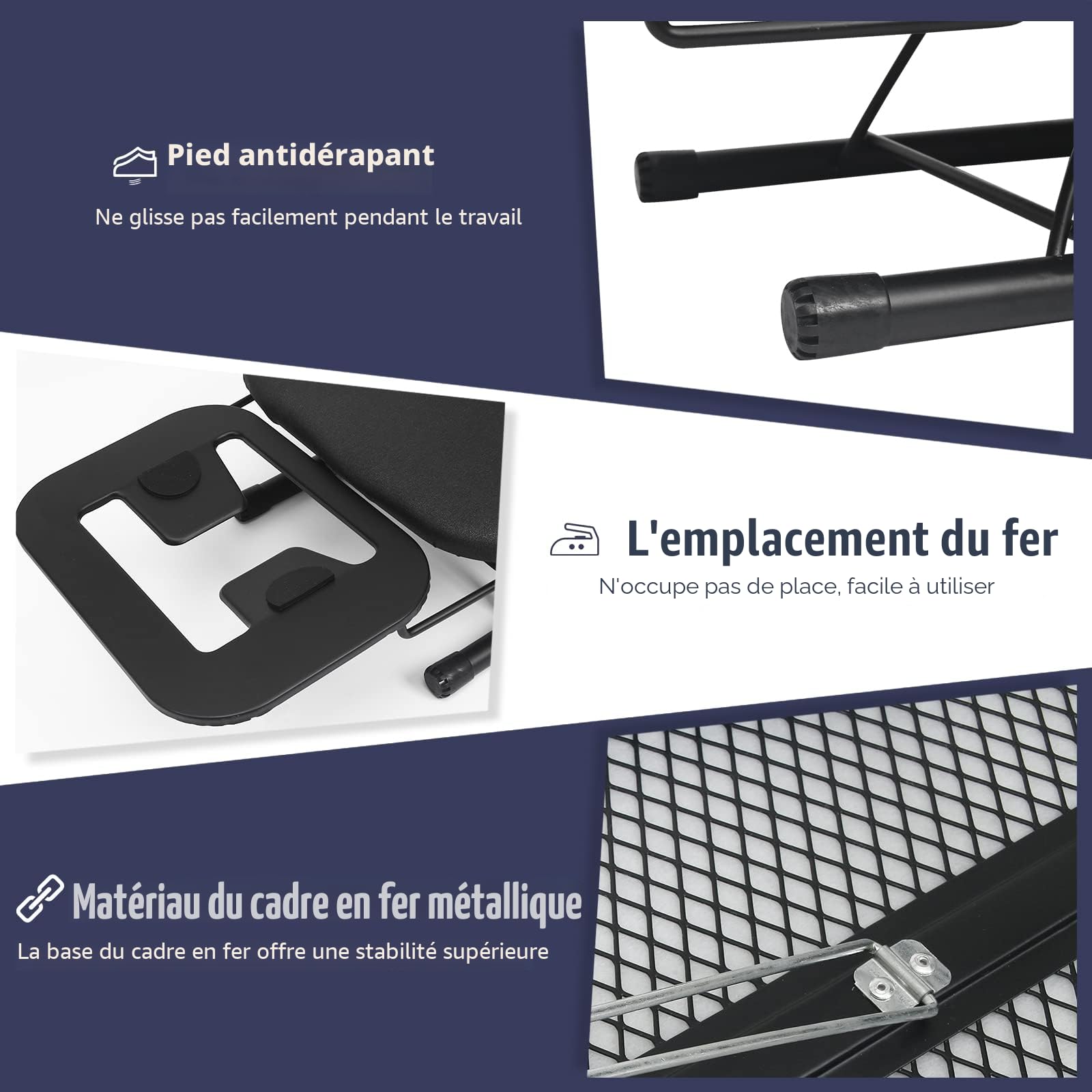 Rainberg Planche à Repasser de Table, Design Pliable, Pieds Pliables antidérapants, Housse 100% Coton avec Couche de Mousse, Repose-Fer à Vapeur, légère, emplacements limités, 76 x 30 cm