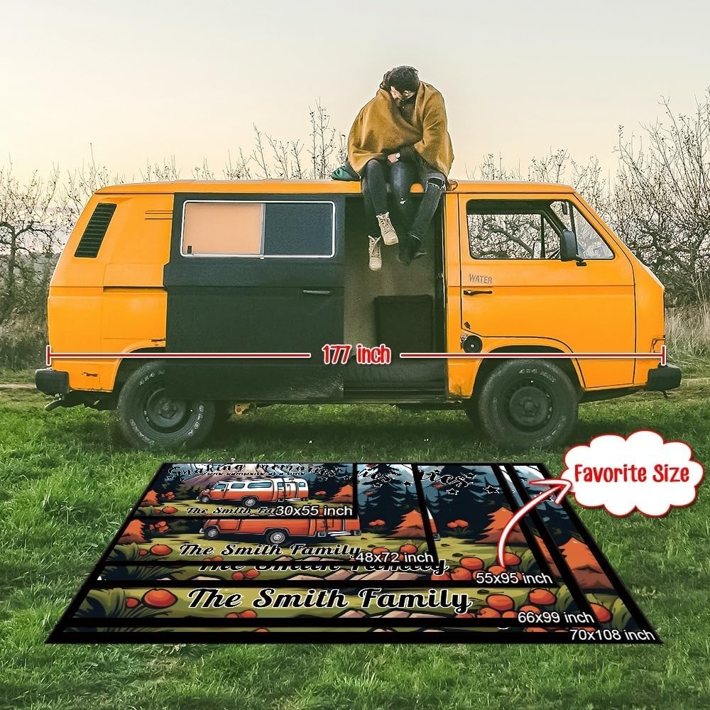 Custom Camping Rug Making Memories RV Trailer Campfire Camp Decor Camping Floor Mat for Outdoors, Backyard, Patio, Picnic, Beach, Camping, 70 x 108 Inch Staly 3