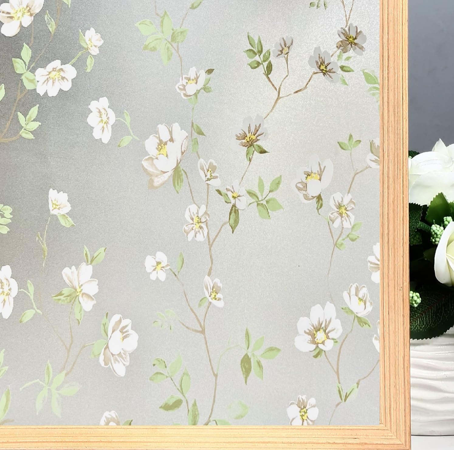 SUNBIRD Frosted Glass Window Film Decorative Non-Adhesive Bathroom Privacy Stained Glass Window Sticker for Home and Office, (24in x 8 ft, Jasmine White) (B0CMDBL6ZV) Amazon Price History, Amazon Price Tracker