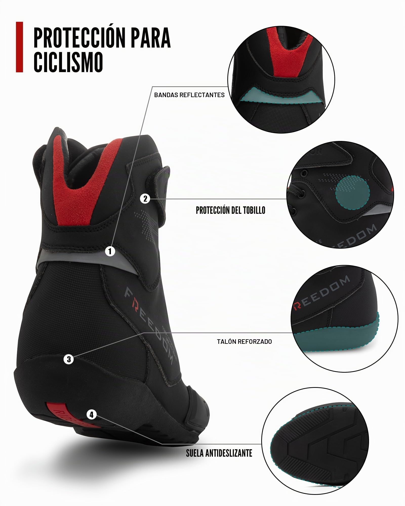 RIDEIRON Botas de Moto para Hombre con Certificación CE, Zapatos de Motocicleta Trail Adventure con Cremallera Lateral, Protección de Tobillo y Suela Antideslizante para Enduro Touring