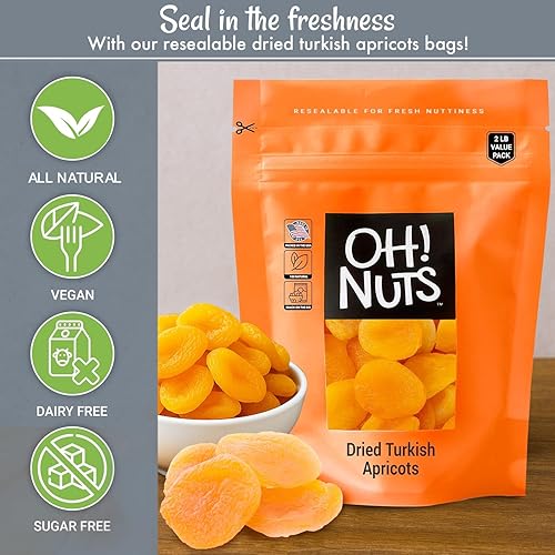Miniatura 16 de Oh! Nuts Albaricoque seco – 1 libra – Frutas secas en cubitos – Sin azúcar añadido – Bocados de frutas deshidratados – Empaquetado en bolsa