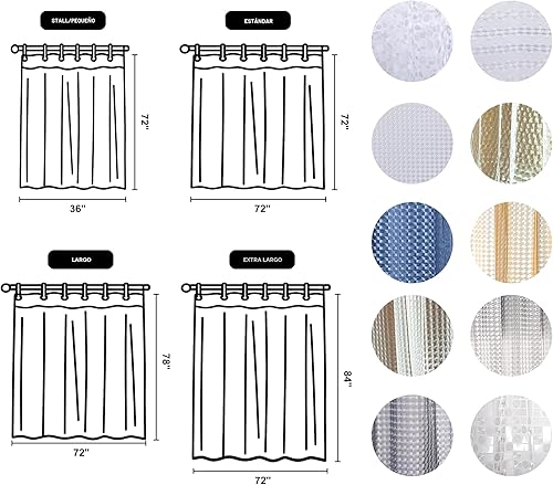 Miniatura 2 de NTBAY - Cortina de ducha transparente de etilvinilacetato, repelente al agua, para cabina de ducha de baño, cubos de agua, 72 x 72 pulgadas