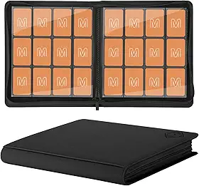 MOSLA Pasta Premium para Cartões com 12 Bolsos para 720 Cartões Colecionáveis, Álbum de Coleção com Zíper Em Pu, Porta-Cartões Resistente com Abertura Lateral para Cartas de Magic: The Gathering