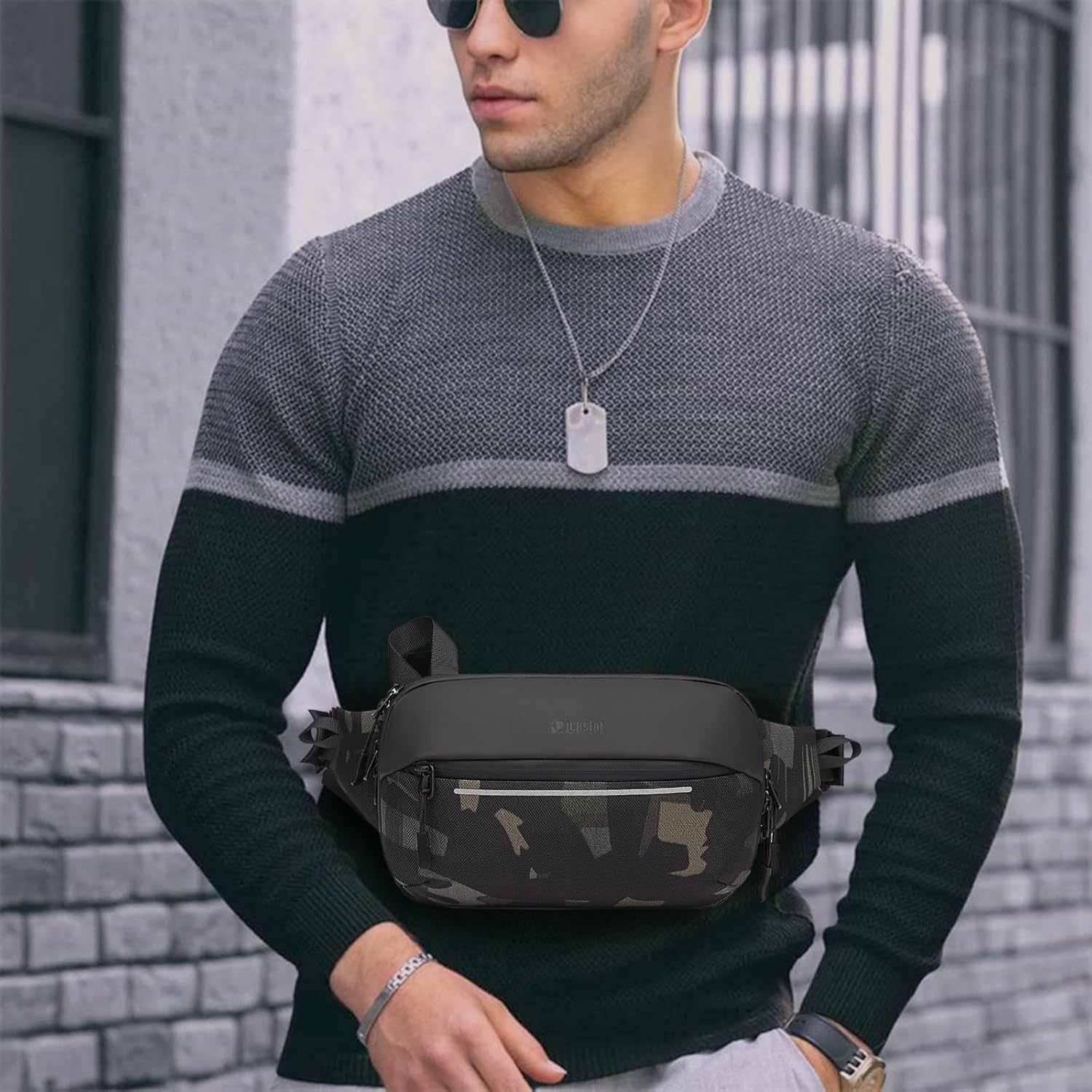 IVESIGN Crossbody Fanny Pack Belt Bag for Women & Men with Multi-Pockets, Waterproof Sling Bag for Travel, Running, Hiking, Cycling, Fashion Waist Bag Fits All Phones - Image 6