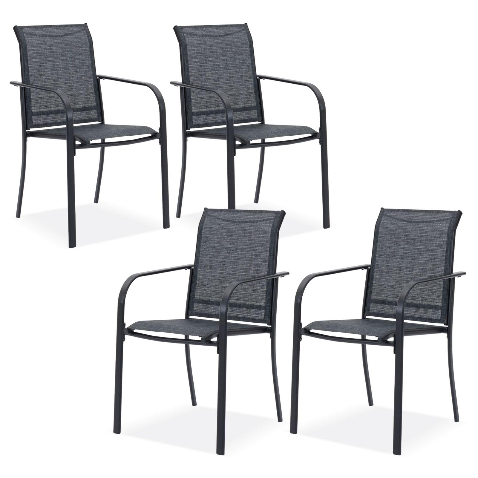 DIFY Patio Dining Chairs Set of 4, Stackable Outdoor Metal Chairs for Garden, Porch and Lawn, Grey
