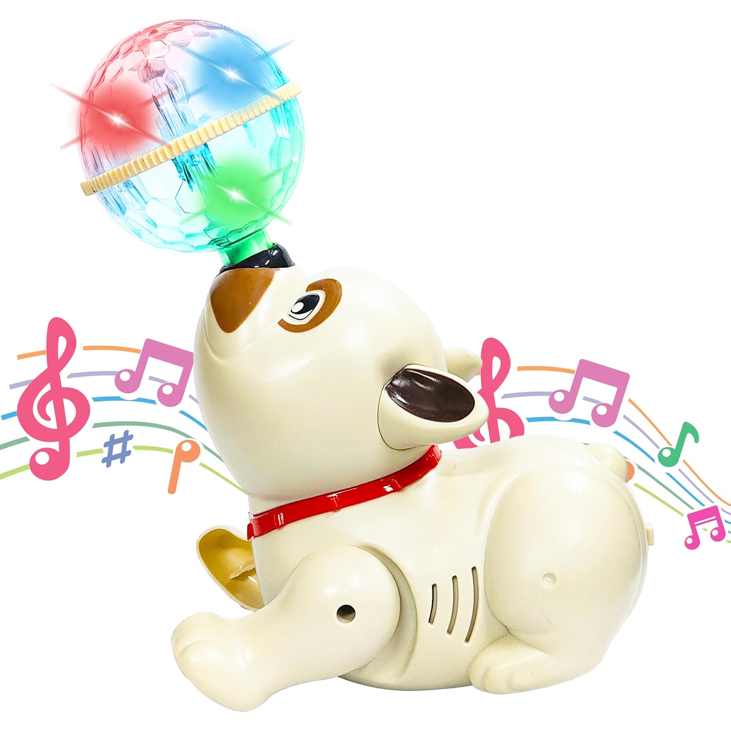 VGRASSP Dancing Dog Toy for Kids Babies with Music and 3D Flashing LED Light Ball – Cute Animal Puppy Gift for Boys and Girls – Multicolor (Brown)