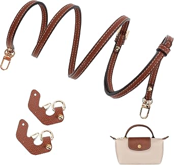GADITIEK Strap for Longchamp Mini Bag, Brown Adjustable Straps for Crossbody Handbags, Leather NO Punch Strap for Long Champ Bag