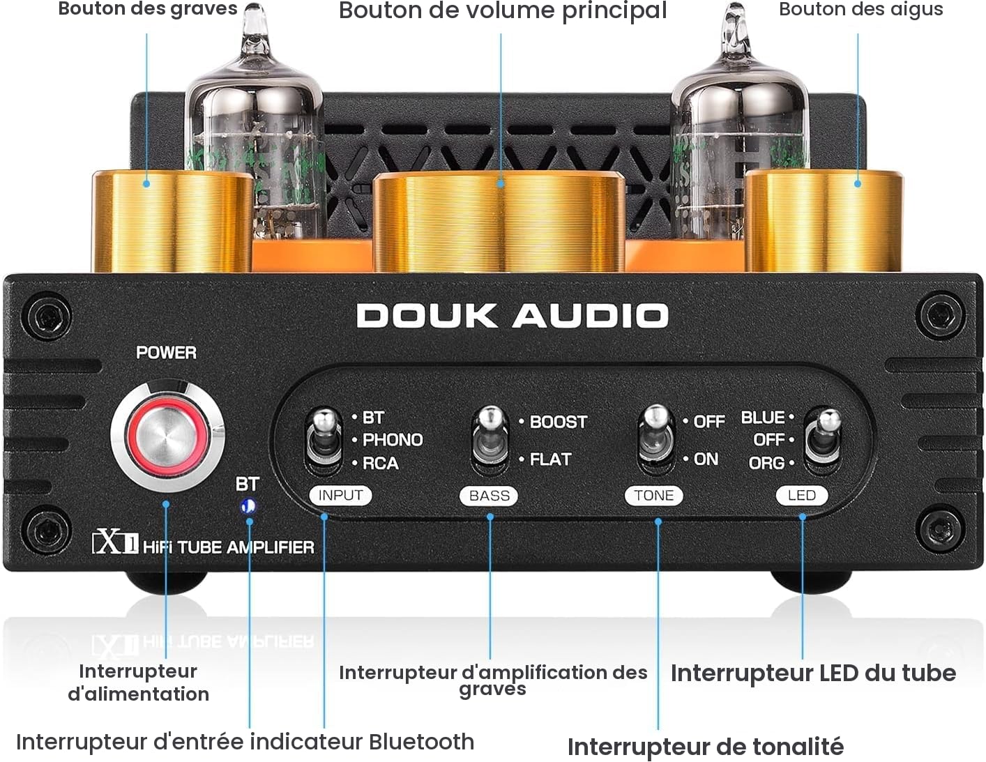 Amplificateur à lampes HiFi Bluetooth 5.0 - Amplificateur audio à tube de soupape - Amplificateur phono MM - 320 W