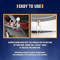 Vista 6 de TORQUE 10 válvulas de drenaje de tanque de aire con válvula de cable de 60 pulgadas, válvula de drenaje de compresor de aire