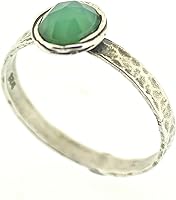 Vista 4 de Anillo de plata de ley con piedras preciosas para mujer, anillo apilable de piedra martillada, anillo de piedra natal