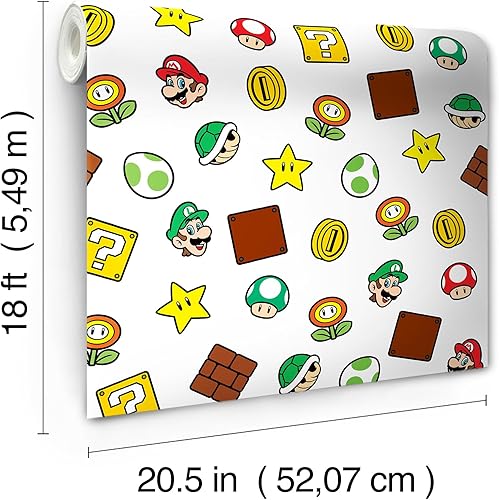 Miniatura 6 de RoomMates, RMWS1226 - Papel tapiz autoadhesivo para Nintendo Super Mario