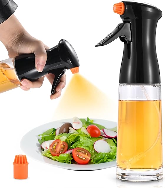 Oinvs Oil Sprayer,Oil Spray Bottle 210ml,Oil Spray and 2 Pieces Improved Nozzle,Spray Bottle,Olive Oil Spray,Oil and Vinegar Dispenser for Cooking, BBQ, Grilling, Pasta, Salads, Baking