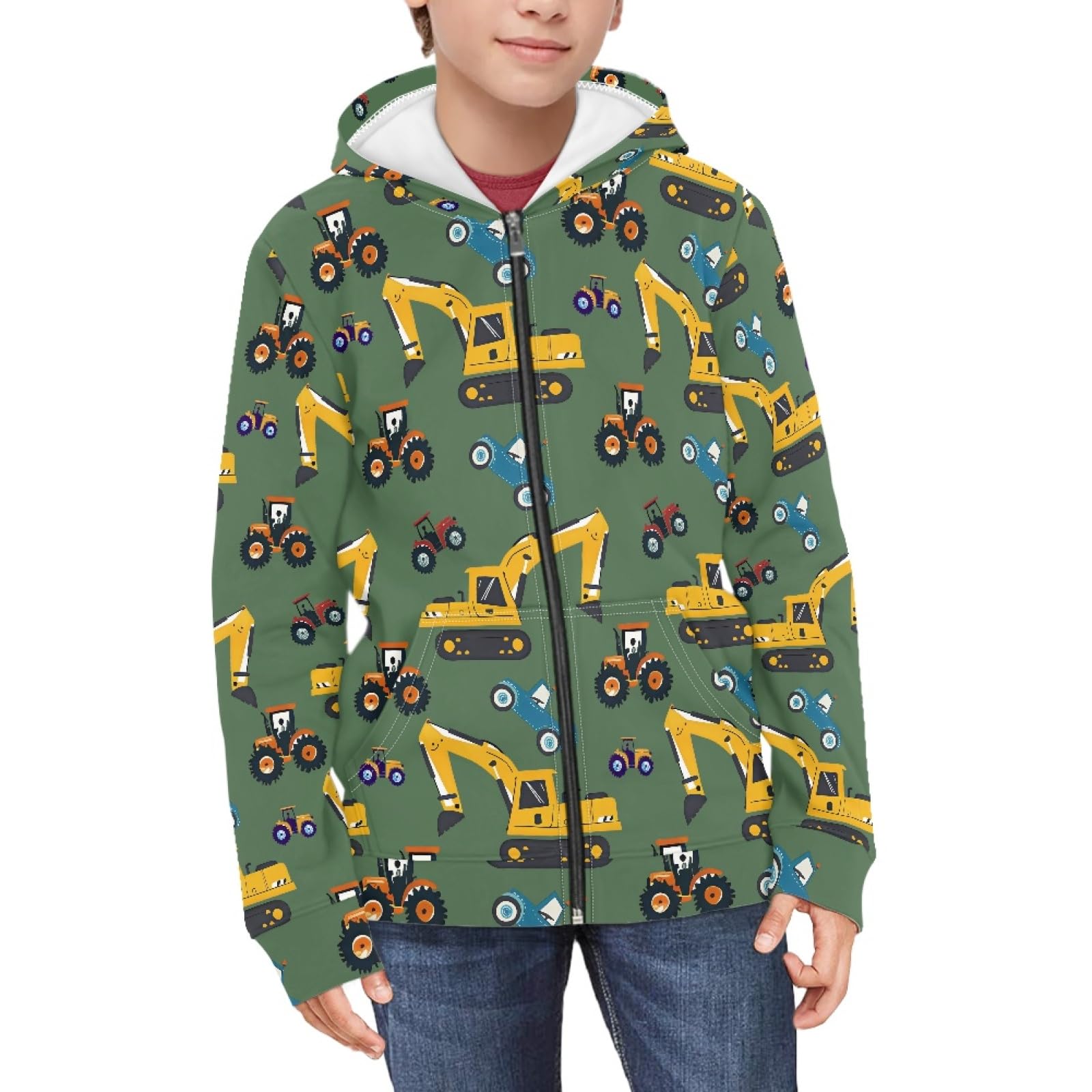 Suobstales Kids Soft Zip-Up Hoodie for Boys 6-16 Years Hooded Sweatshirt Fall Cardigan Jacket with Pockets