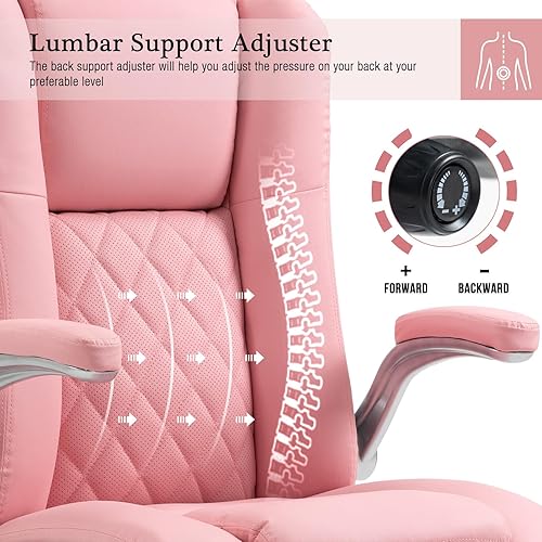 Miniatura 4 de Silla de oficina de respaldo alto con otomana, silla de escritorio sin brazos de piel sintética, sin ruedas, silla de trabajo para computadora,