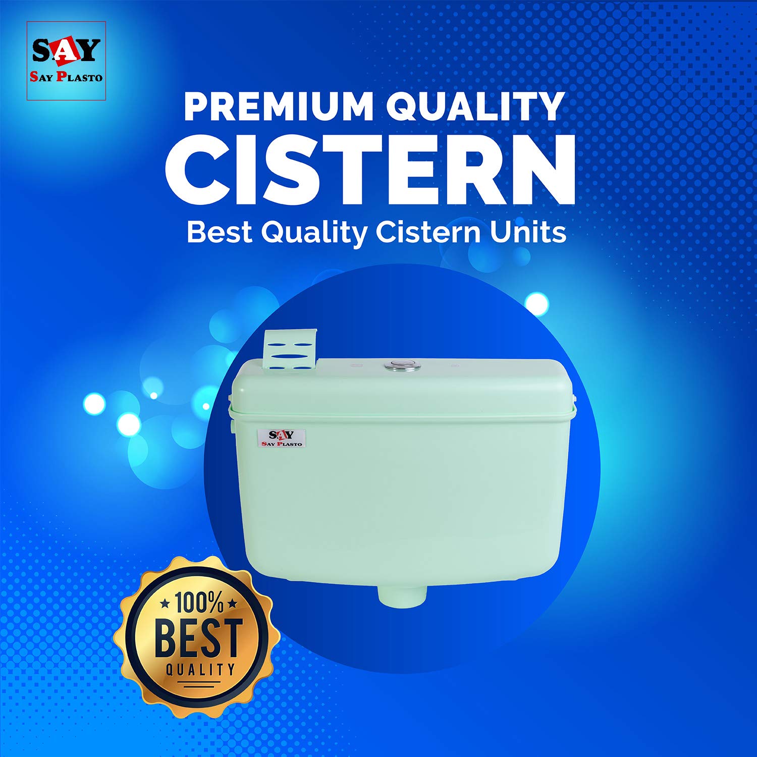 SAY PLASTO Flushing Cistern, Flush Tank, Center Push 10 LTR Capacity, Air Freshner Pocket, Polypropylene Smart PVC Cistern (Green) 2