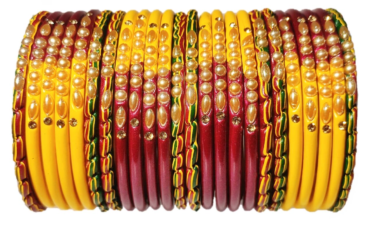 Anshi Creations Beautiful Handcrafted Lac/Lakh bangle set (MAROONYELLOWSTONE,X96,2.4,Pack of 24) (B0CJVTF7WQ) Amazon Price History, Amazon Price Tracker