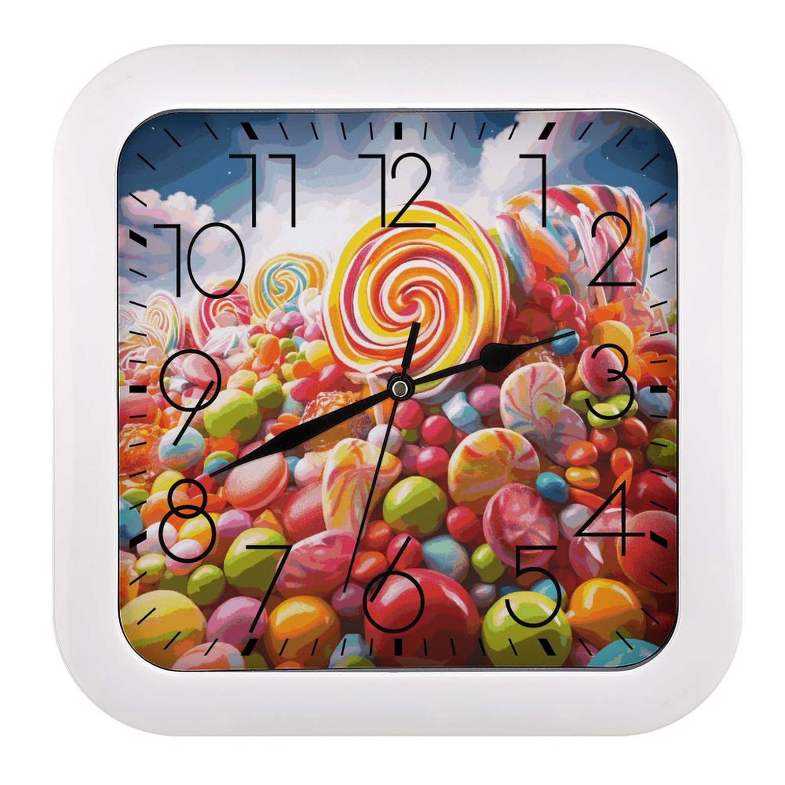 Horloge silencieuse sans tic-tac Candy murale et carrée style vintage