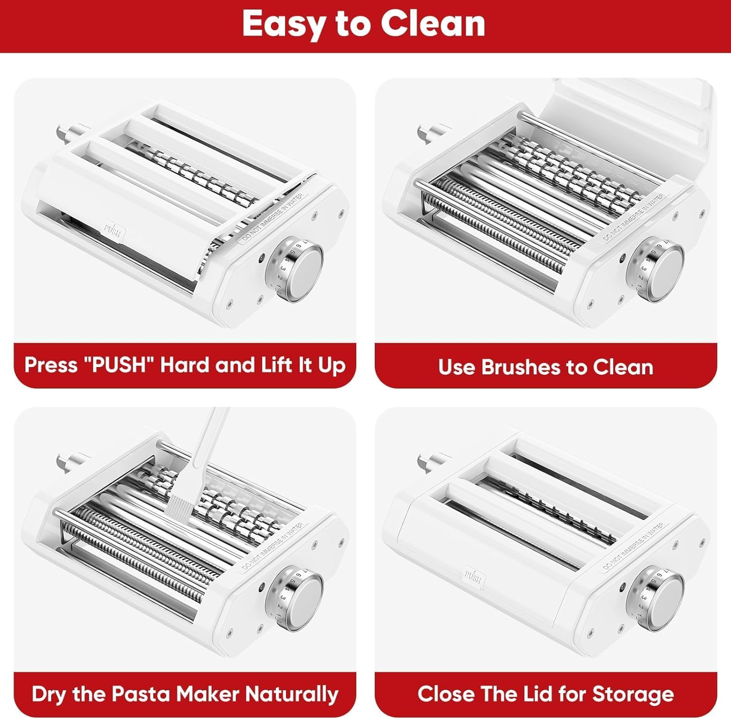 Pasta Attachment for KitchenAid Stand Mixers, 3 in 1 Pasta Maker Set for Kitchenaid, Includes Pasta Roller, Pasta Cutter and Fettuccine Cutter with Cleaning Brush