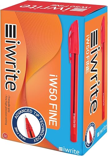 iWrite Clear Colour Barrel Ballpoint Pen, Red