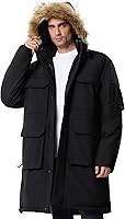 UIQUR Men's Waterproof Heavyweight Winter Down Coat Hooded Parker Jacket with Multi-Pockets