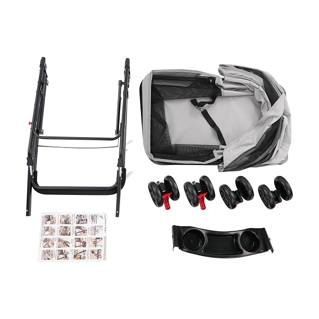 Foto 2 de 8 de Carrito de viaje para mascotas con 4 ruedas, plegable, capacidad de carga de 40 libras