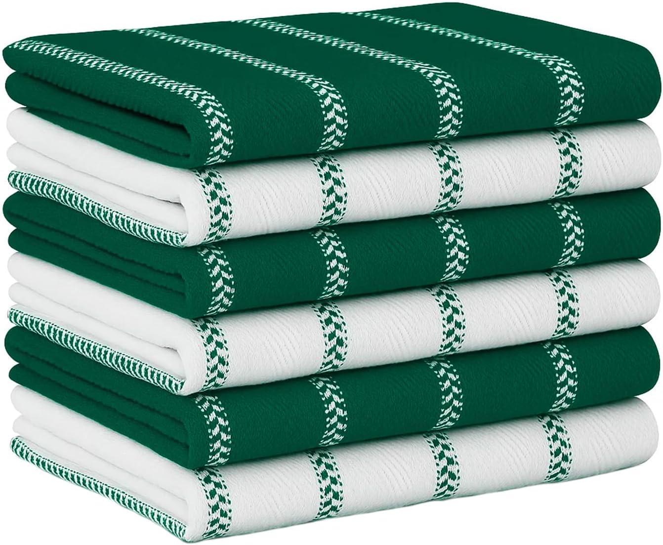 LANE LINEN Kitchen Towel Sets - 6 Pack Cotton Dish Towels for Drying Dishes, 18”x 28”, Hand Towel, Absorbent Tea Towels, Quick Drying Kitchen Towel Set - Christmas Green