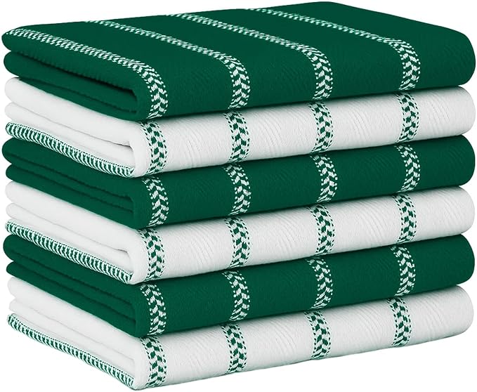 LANE LINEN Cotton Kitchen Towels Set, 6-Pack – Absorbent, Quick-Drying Dish Towels, 18" x 28", Premium Hand and Tea Towels - Olive