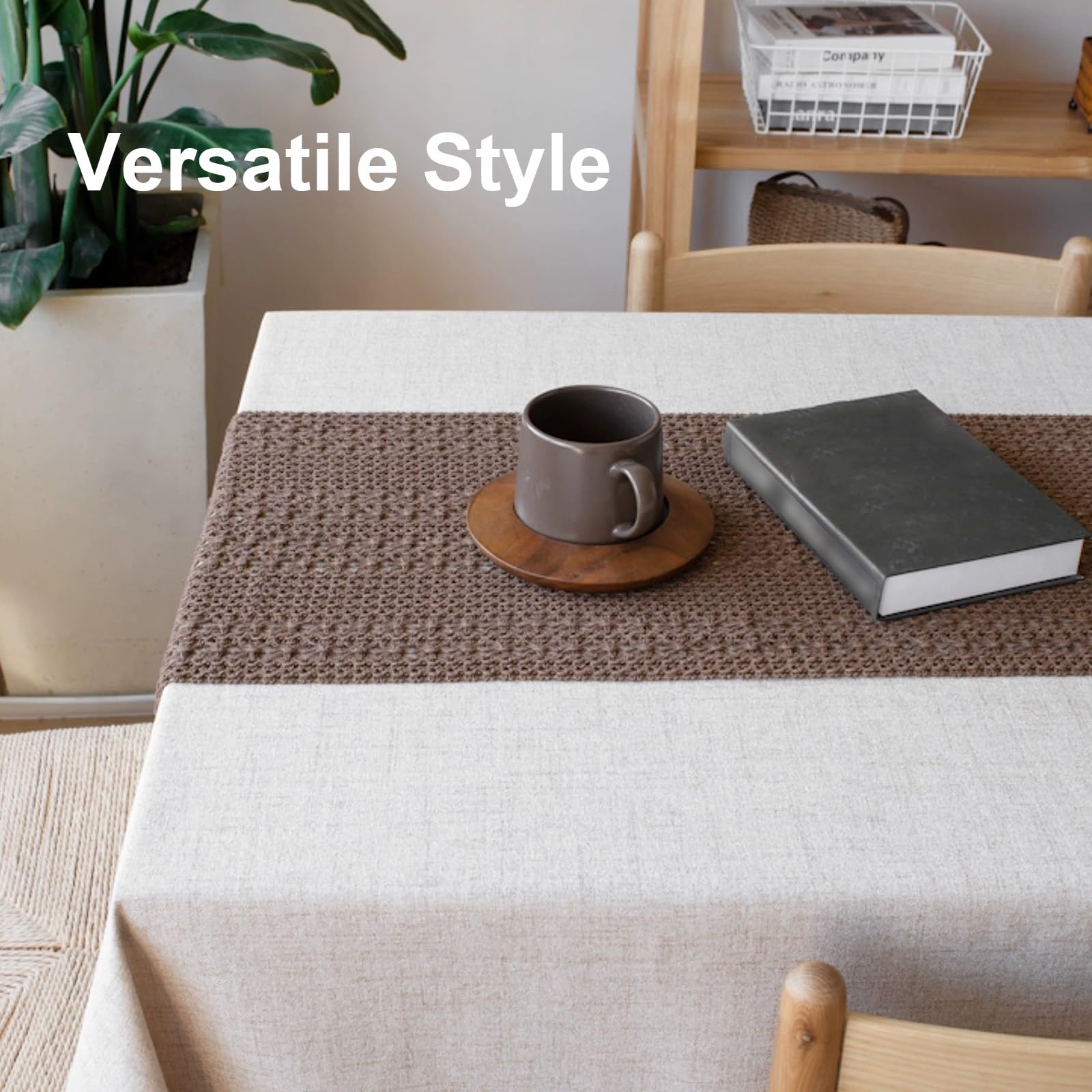 Runner da Tavolo Color caffè con Nappe, Design Intrecciato