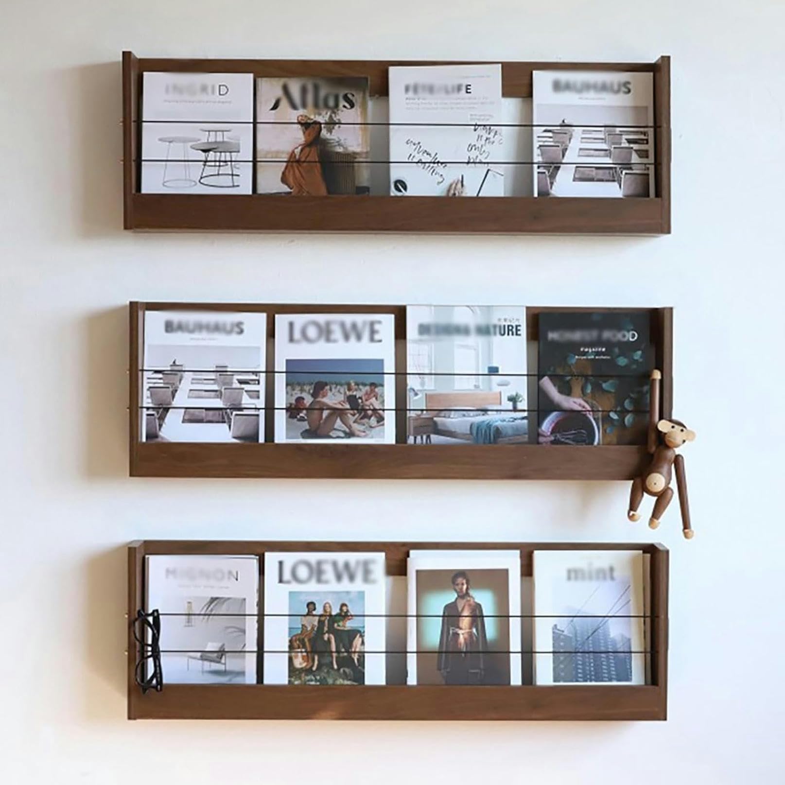 Revistero de madera organizador de libros de pared y archivos colgantes para sala de espera