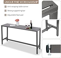 Vista 3 de Mesa de bar al aire libre, mesa de barra de altura de mostrador de patio, mesa de bar rectangular de 63 pulgadas para patio, jardín, balcón, junto a