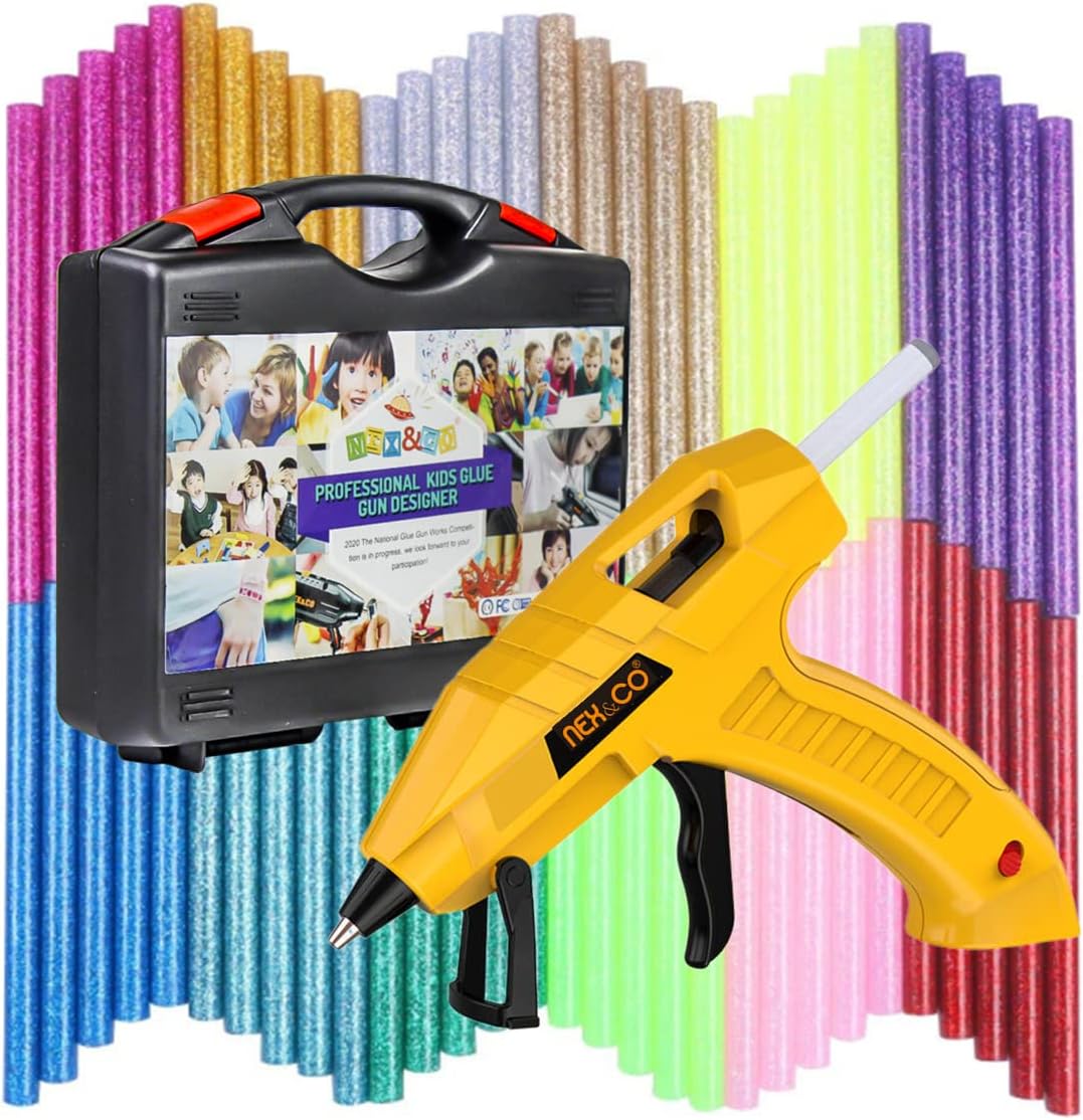 NEX&CO Cordless Hot Glue Gun Kit with 60 Pack Colored