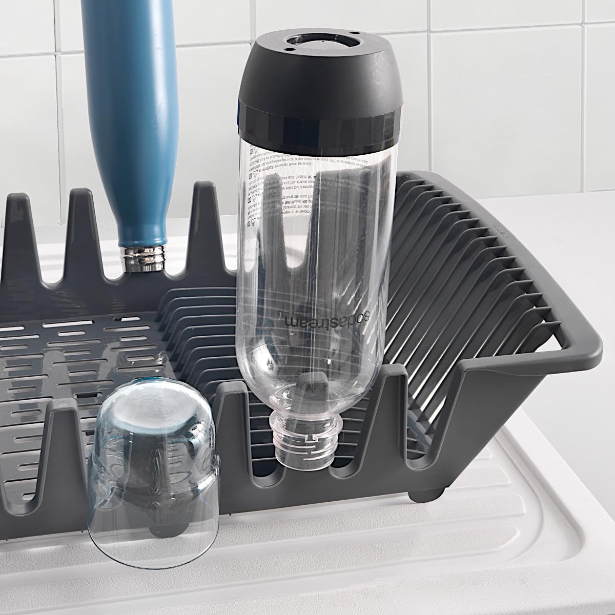 Metaltex Smartex Compact Dish Drainer with Large Space, Grey image 3
