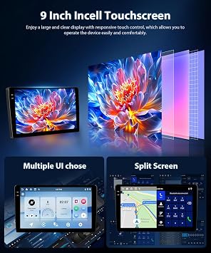 4+128G Car Radio for Ford Transit 2009-2016/Ford Focus 2005-2008 with Wireless Carplay Android Car Navigation Android Touchscreen 9 Inch BT/WiFi/FM/RDS/GPS/SWC/EQ/Canbus + Microphone + AHD