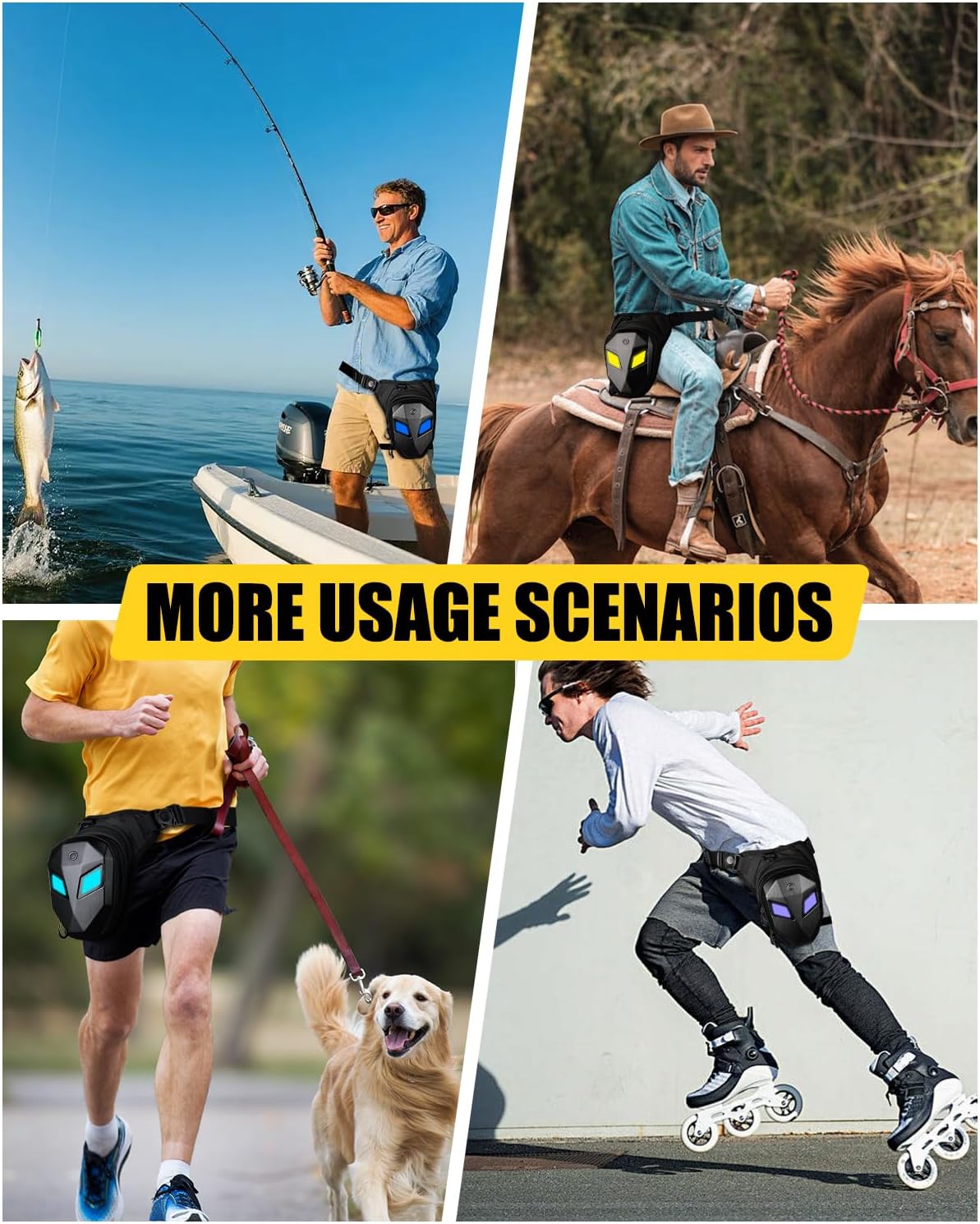 Devil's Eyes Motorcycle Leg Bag for Men & Women,Drop Thigh Bag with Removable Leg Straps,Hard Shell for Cycling、Running、Outdoors Sports,with Multiple Pockets(Power Bank Not Included)