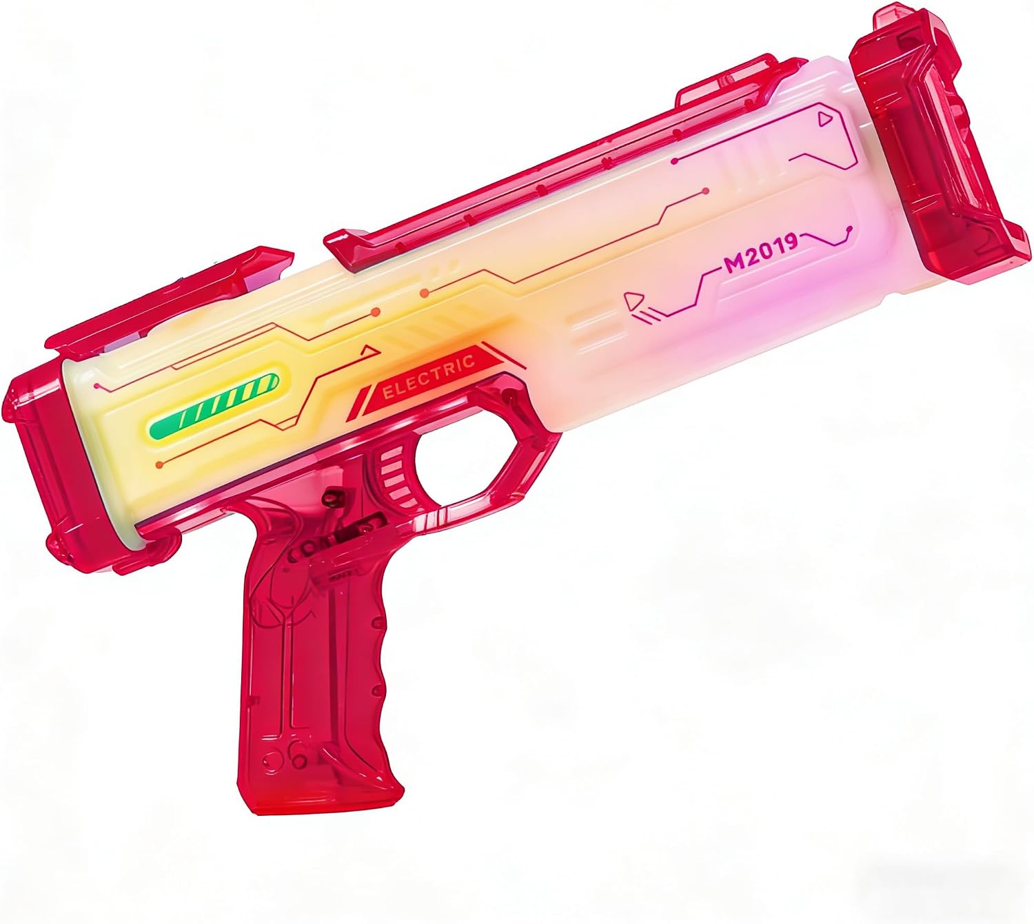 2026 Upgraded Luminous Electric Water Gun, Rechargeable Automatic Squirt Blaster with 3 Sound & Light Effects, 350ML Water Tank, 26Ft Range Summer Toys for Pool Beach Party, (red)