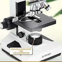 Vista 3 de AmScope Microscopio binocular compuesto B490B-M 40X-2000X + cámara de 1,3 MP