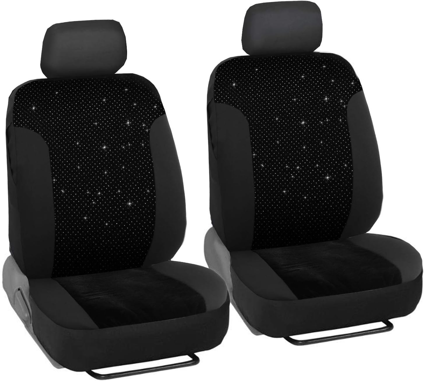Leadpro 2 Front Car Seat Covers, Blingbling Velvet Breathable Fabric Sedan Seat Cover, Universal fit for Most of Sedan/SUV/Truck/Minivan, Super Easy Installation - Airbag Compatible