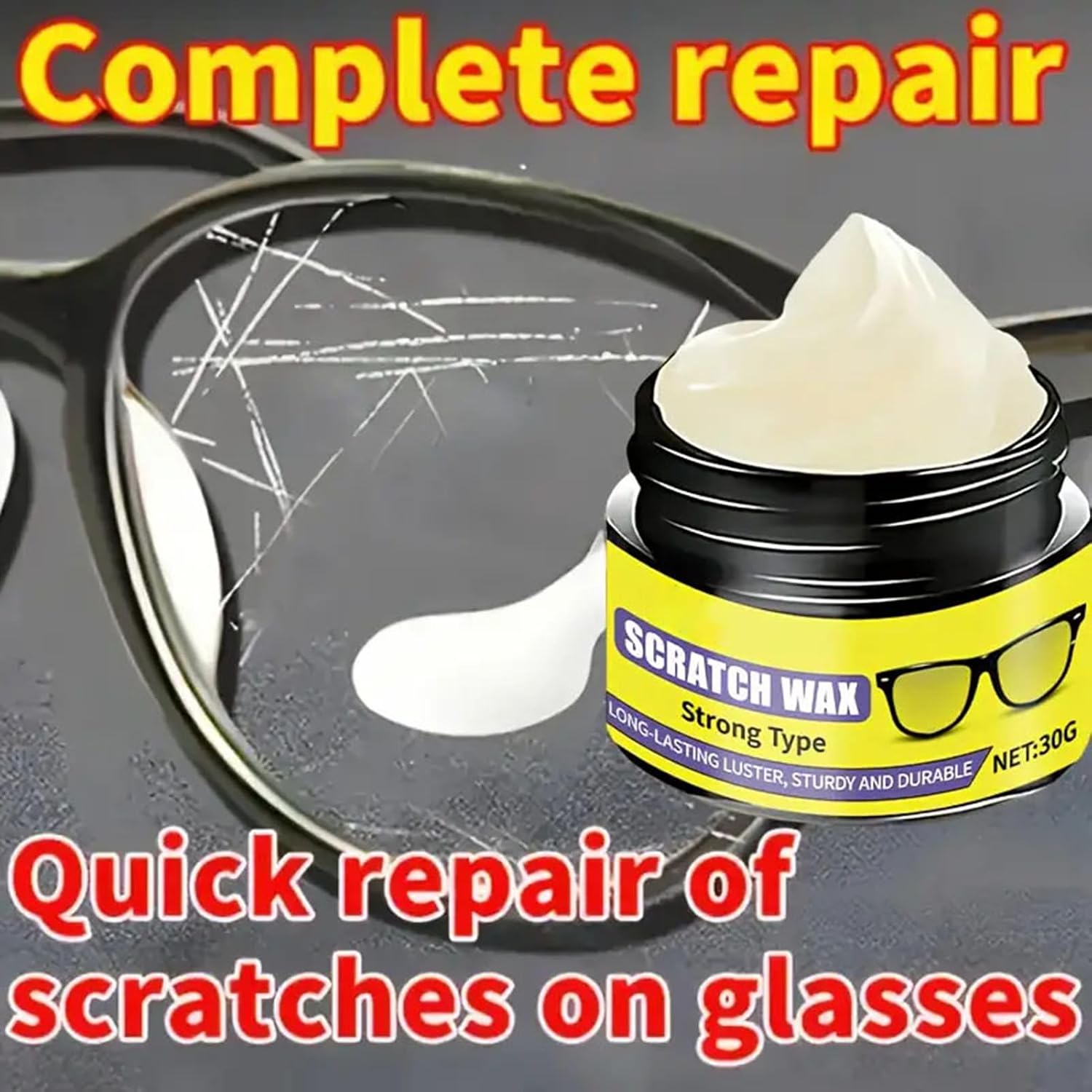 Eyeglass Scratch Remover - Durable 30g Lens Cleaner, Eyewear Lens Repair with Grinding Polishing Tool, Convenient Home School Accessory for Road Trip Outgoing Vacation Travel