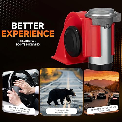 Vista 6 de Bocinas de tren para camión, BANHAO bocina de aire para motocicleta, kit universal de 12V súper fuerte para tren, carro y pickup