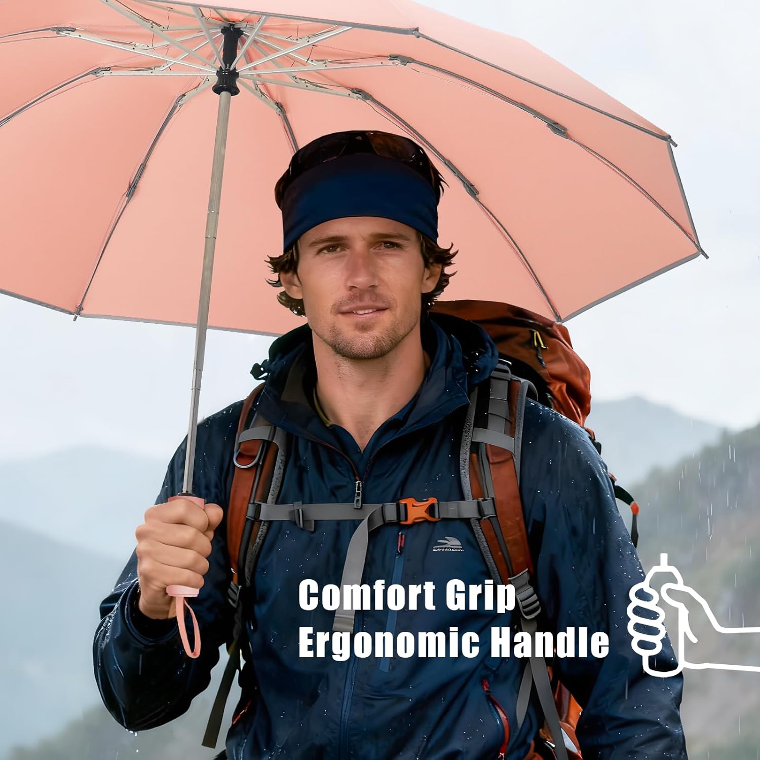 Large Windproof Travel Umbrella, Portable Reverse Folding Car Umbrella, Compact Inverted Design with Waterproof Canopy, Automatic, 10 Durable Ribs, 45.6/13 Inch, Fits Backpack - Image 8