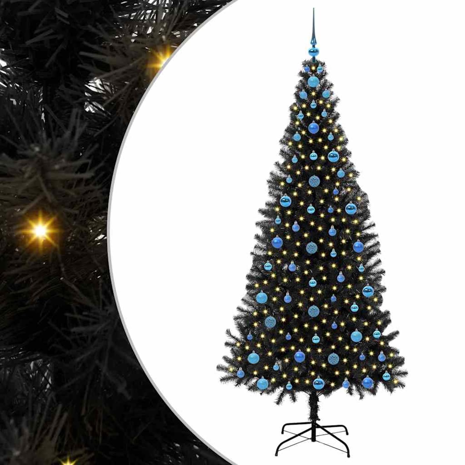 Tidyard Albero di Natale LED, Albero con 300 LED, Supporto Nero, 210 cm, PVC, Struttura Accattivante, Illuminazione Calda, per Decorazione Festiva in casa o Giardino