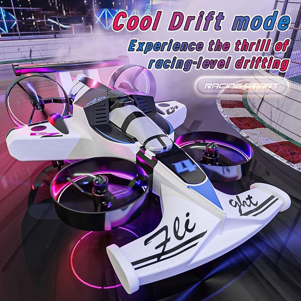 2-in-1 Flying RC Car Drone, Remote Control Flying Car with Dual Land & Air Modes, LED Stunt Effects, Induction Steering, One-Key Tricks, Impact-Resistant Design, USB Rechargeable