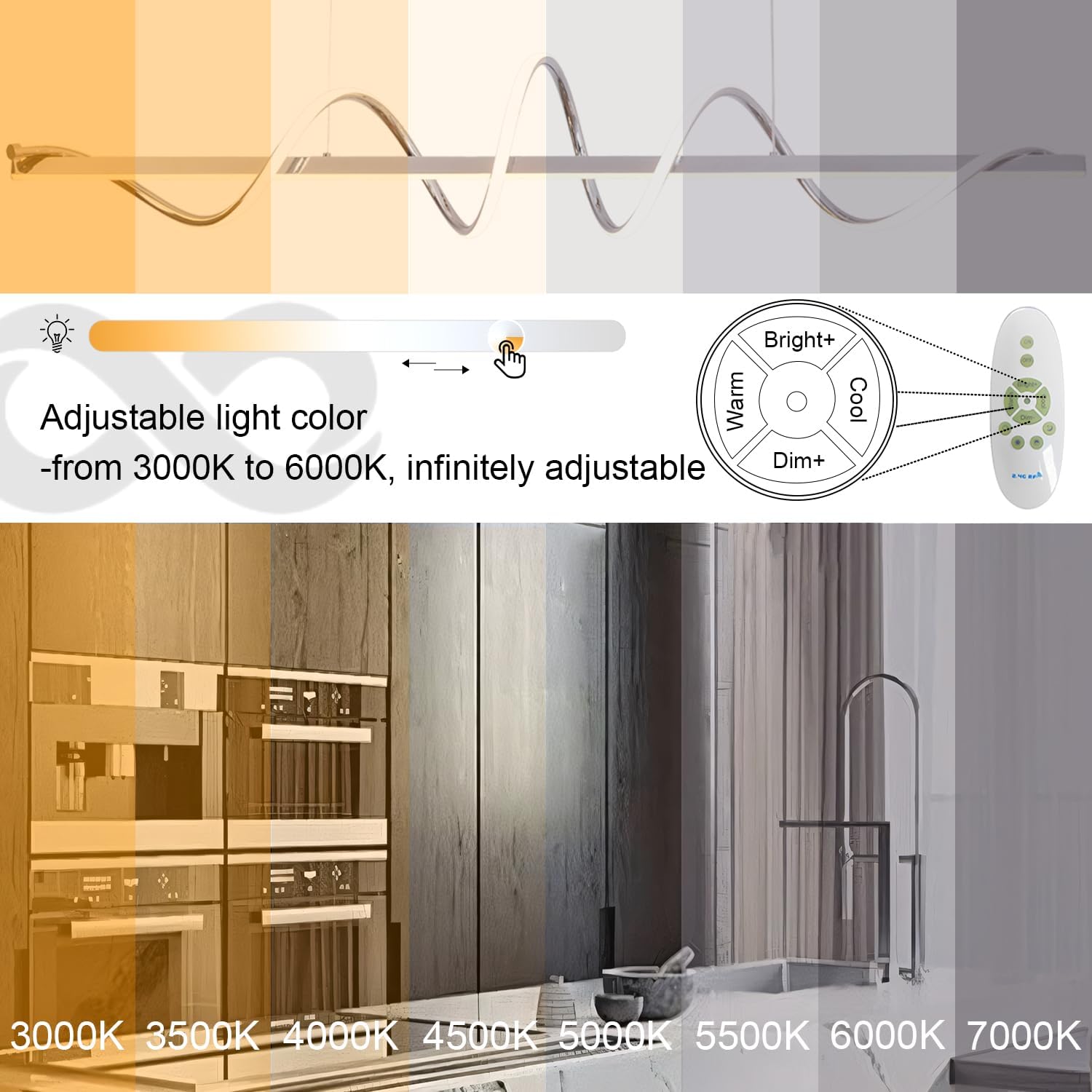 47.24" Modern Chandelier Led Pendant Light for Kitchen Island Lighting Dimmable Modern Led Chandelier for Dining Room Over Table,Creative Snake-Shaped Twist Design Kitchen Ceiling Hanging